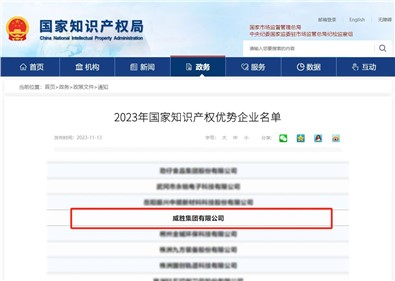 喜訊|威勝集團(tuán)榮評(píng)“國家知識(shí)產(chǎn)權(quán)優(yōu)勢(shì)企業(yè)”稱號(hào)